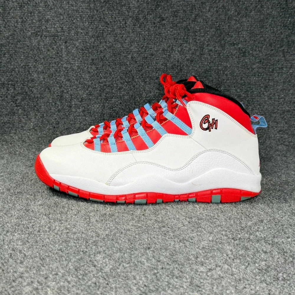 Jordan 10 Retro Basketball Shoes Mens 13 Chicago Flag White Red Athletic Sneaker